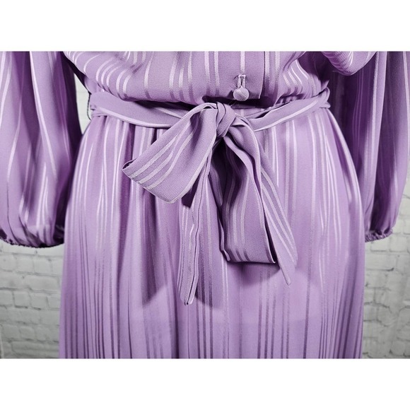 Saks Fifth Avenue Kollection Ltd Vintage 1970's Lavender Striped Sash Tie Size 6 - Picture 5 of 12